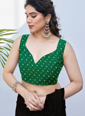 women's badhani print georgette saree -green 5