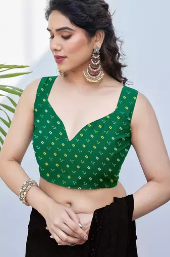 women's badhani print georgette saree -green