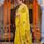 women's floral print georgette saree -yellow