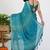 women's floral print georgette saree -blue