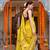 women's floral print georgette saree -yellow