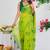 women's floral print georgette saree -yellow