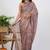 women's floral print georgette saree -pink
