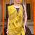 women's floral print georgette saree -yellow