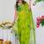 women's floral print georgette saree -yellow