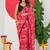 women's floral print georgette saree -pink