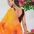 women's floral print georgette saree -yellow