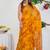 women's floral print georgette saree -orange