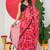 women's floral print georgette saree -pink