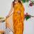 women's floral print georgette saree -orange