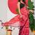 women's floral print georgette saree -pink