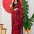 women's floral print georgette saree -red