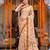 women's floral print chiffon saree -beige