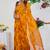 women's floral print georgette saree -orange