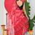 women's floral print georgette saree -pink