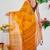 women's floral print georgette saree -orange