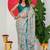 women's floral print chiffon saree -blue