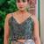 women's floral print chiffon saree -grey