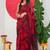 women's floral print georgette saree -red