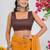 women's floral print georgette saree -orange
