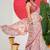 women's floral print chiffon saree -pink