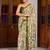 women's floral print chiffon saree -green