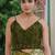 women's floral print chiffon saree -green