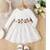 White floral embroidered net cotton kids party wear dress