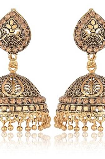 Reeti fashions gold and black base metal jhumki for women