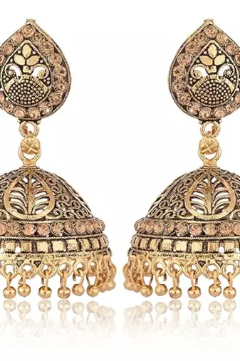 Reeti fashions gold and black base metal jhumki for women