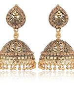 Gold and Black base metal Jhumki for women