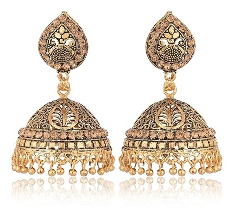 Reeti fashions gold and black base metal jhumki for women