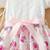 White & pink floral printed cotton lace puff sleeve kids party wear dress