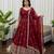 Maroon silk blend anarkali set