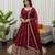 Maroon silk blend anarkali set