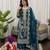 Georgette dark teal embroidered velvet suit