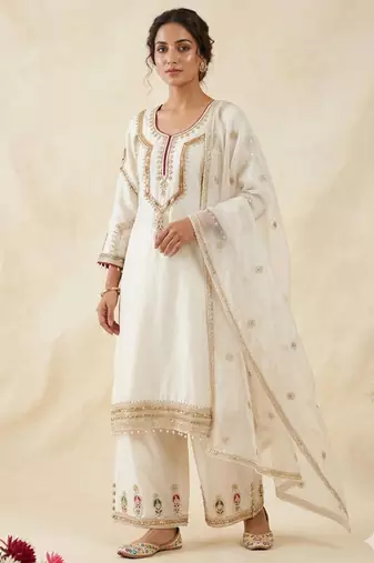 Chinon off white embellished palazzo set