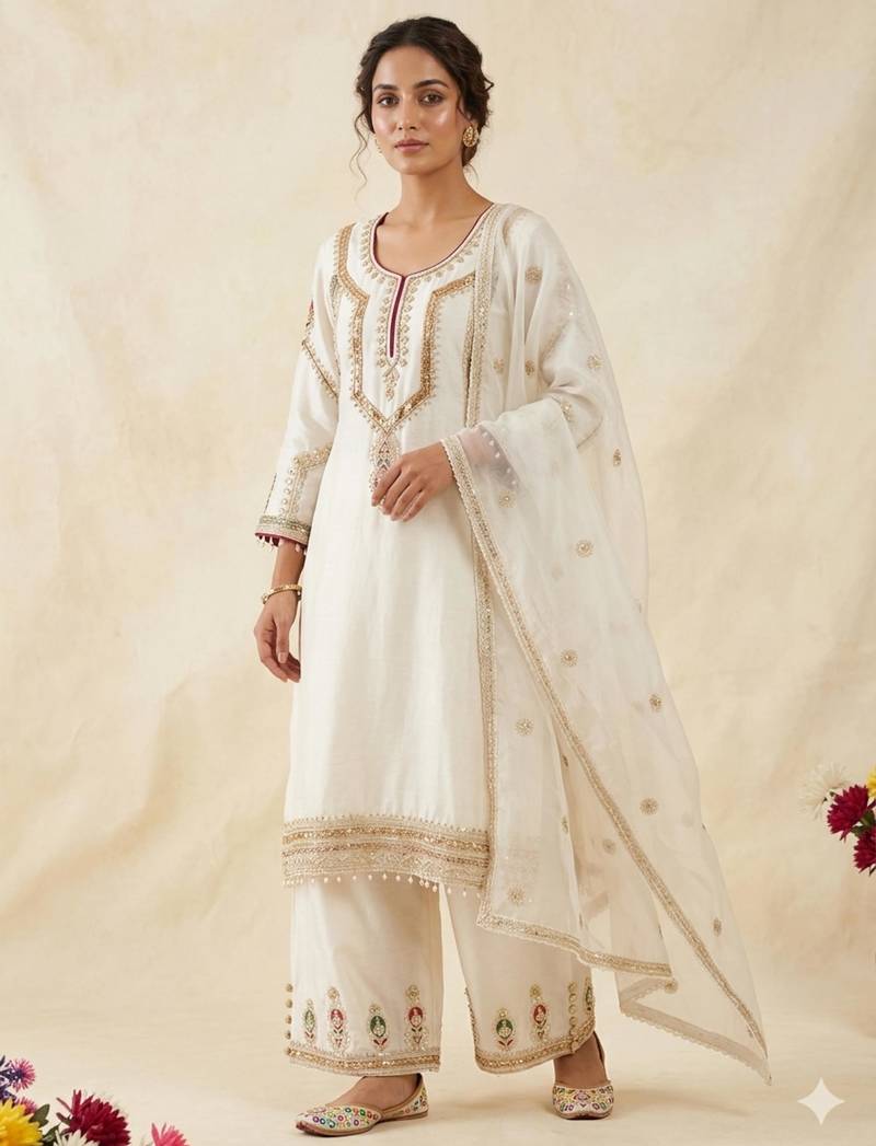 Chinon off white embellished palazzo set