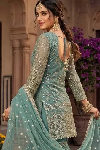 pastel green sharara set