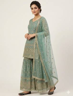 pastel green sharara set 3