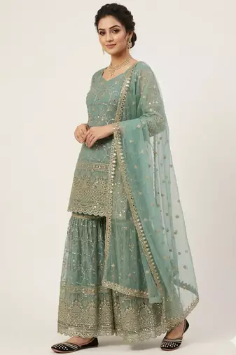 pastel green sharara set