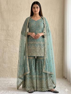 pastel green sharara set 4