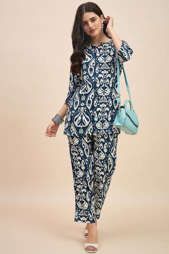 Printed top with trousers co ords