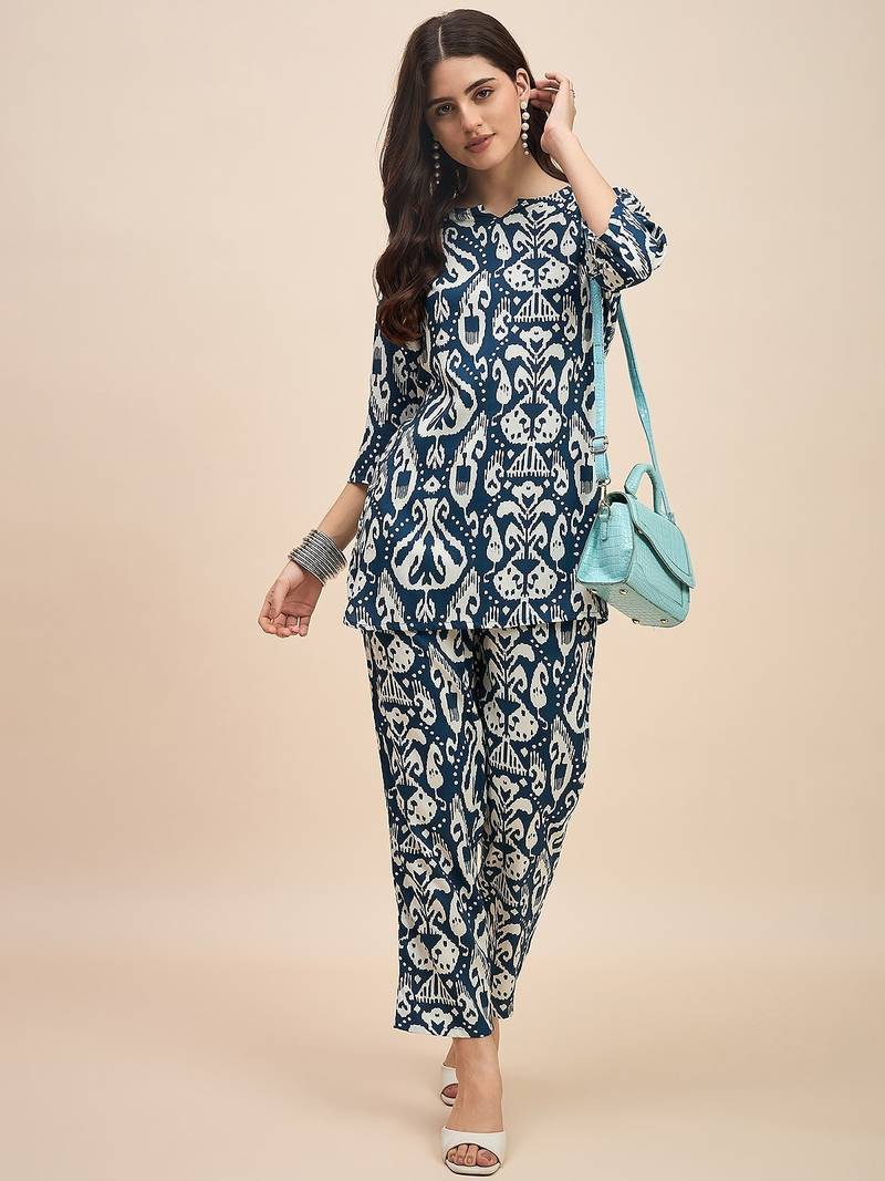 Printed top with trousers co ords