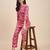 Printed  v neck top with trousers co ords set