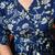 Blue floral printed shirt collar tunic with trousers