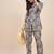 Grey & pink printed shirt collar co ords set