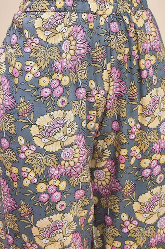 Grey & pink printed shirt collar co ords set
