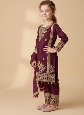  kids heavy embroidery with coding & sequence kurta set 3