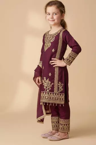  kids heavy embroidery with coding & sequence kurta set